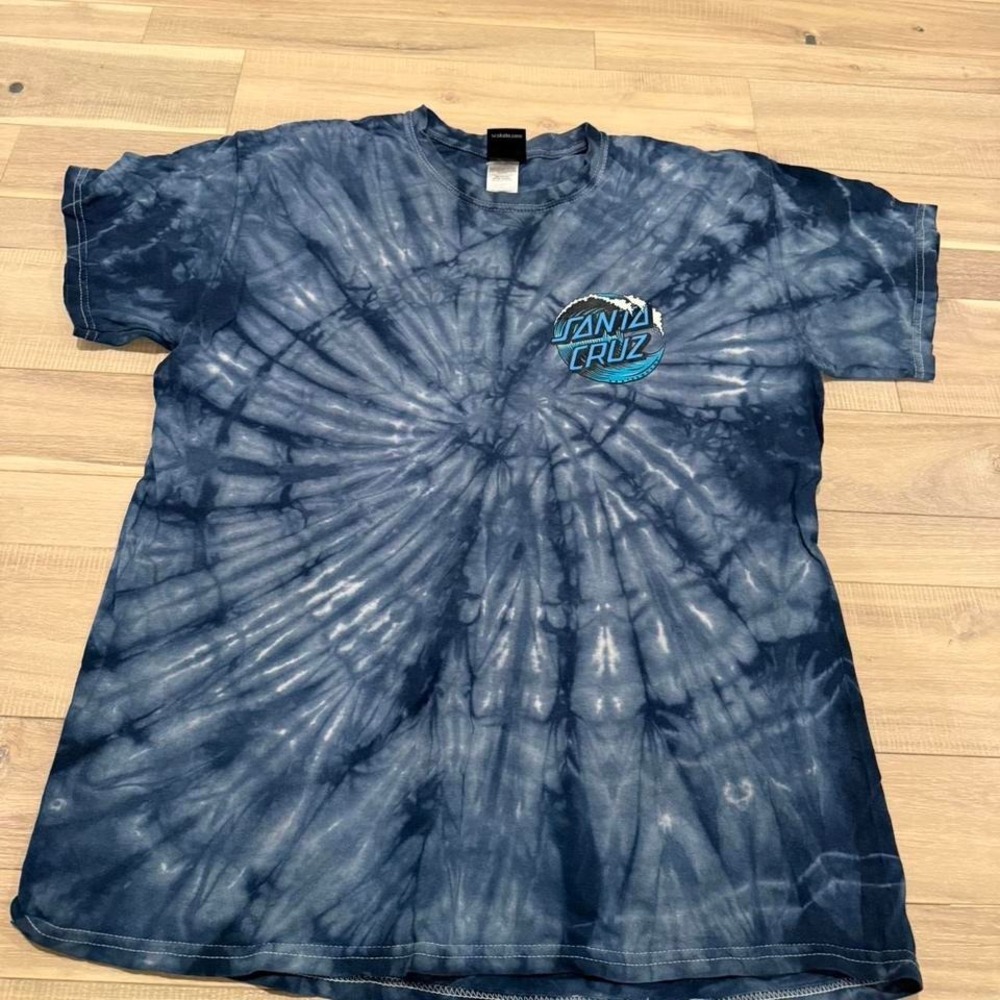 Santa Cruz tie dye tee with blue and white design sz Med  #skater #tie-dye